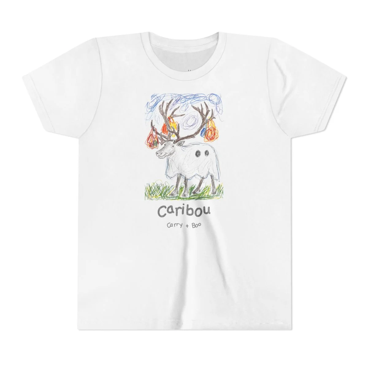 Literally Caribou Carry Boo Ghost T-Shirt - Sketch - Kids & Adults - Image 4