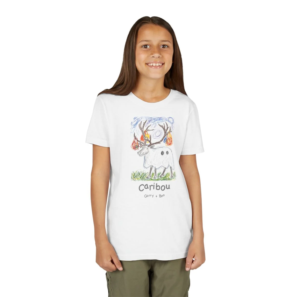 Literally Caribou Carry Boo Ghost T-Shirt - Sketch - Kids & Adults - Image 3