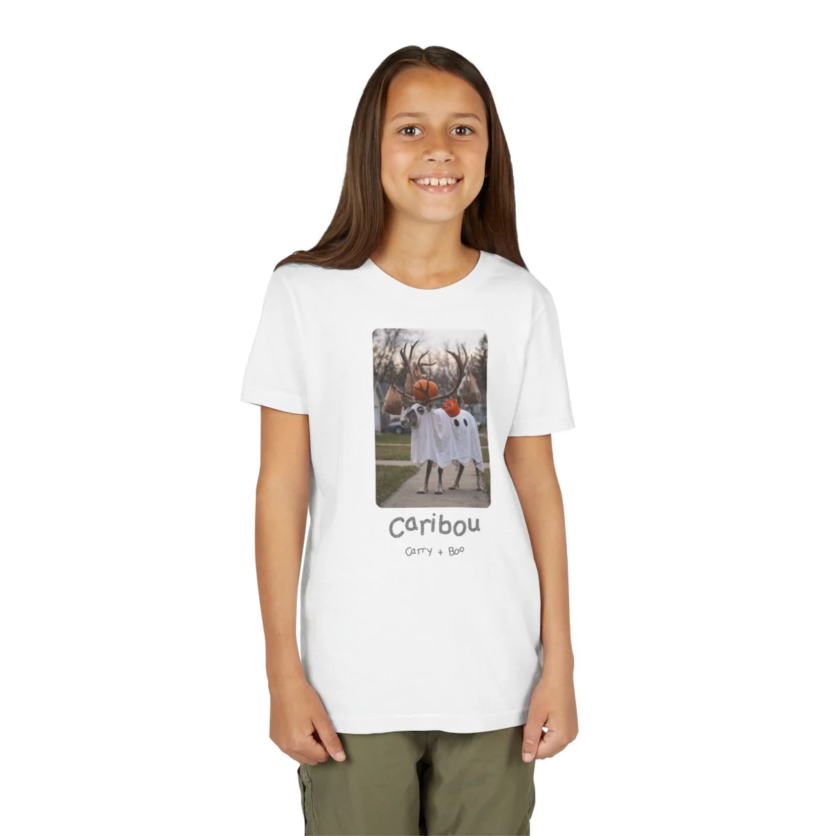 Literally Caribou Carry Boo Ghost T-Shirt - Photo - Kids & Adults - Image 3