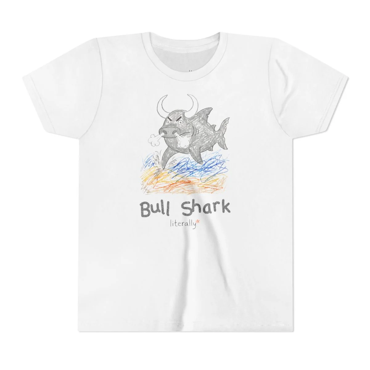 Literally Bull Shark T-Shirt – Sketch – Kids & Adults - Image 4