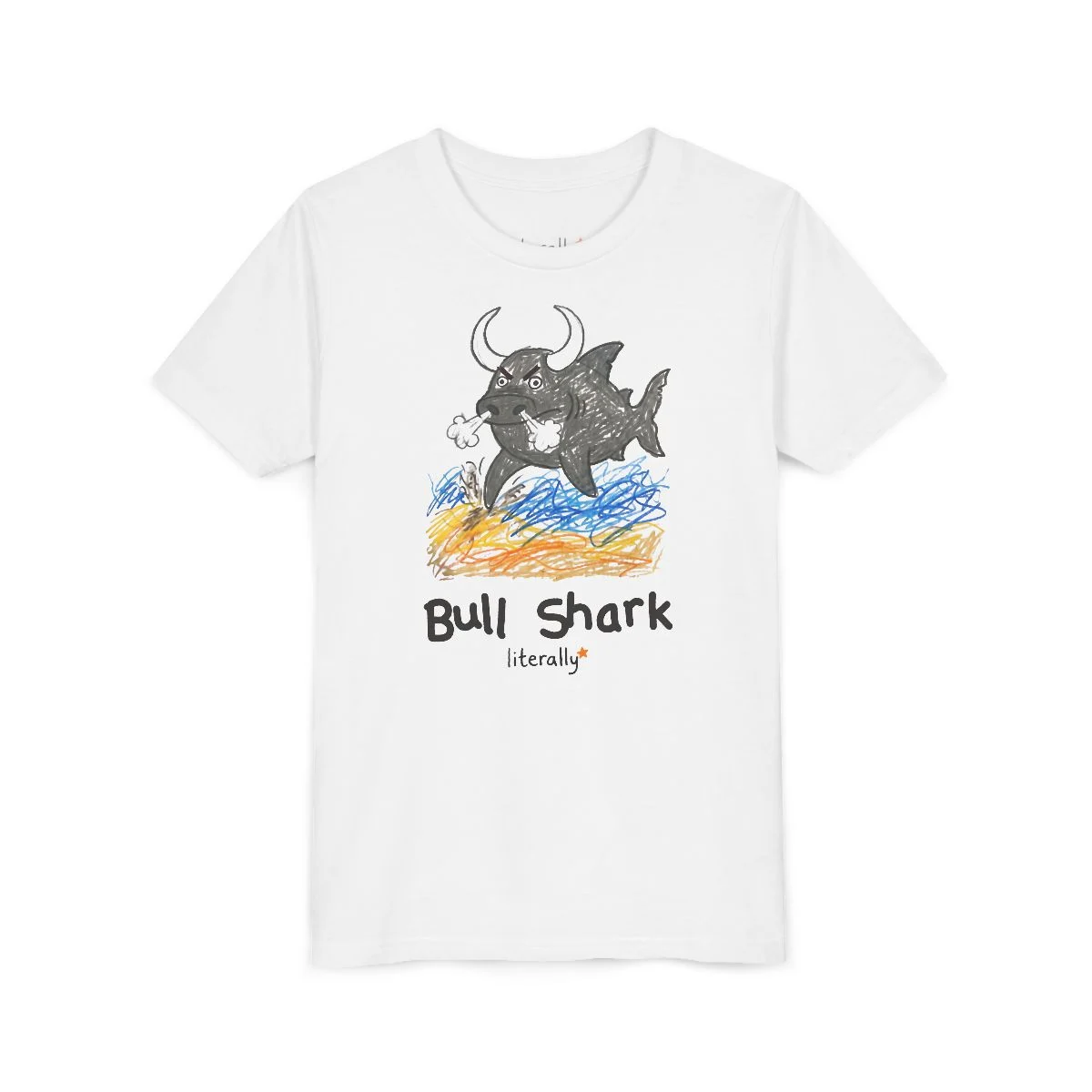 Literally Bull Shark T-Shirt – Sketch – Kids & Adults - Image 7
