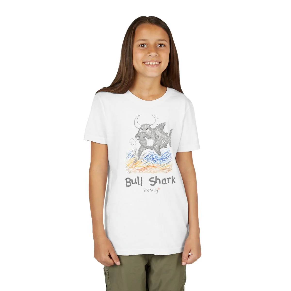 Literally Bull Shark T-Shirt – Sketch – Kids & Adults - Image 3