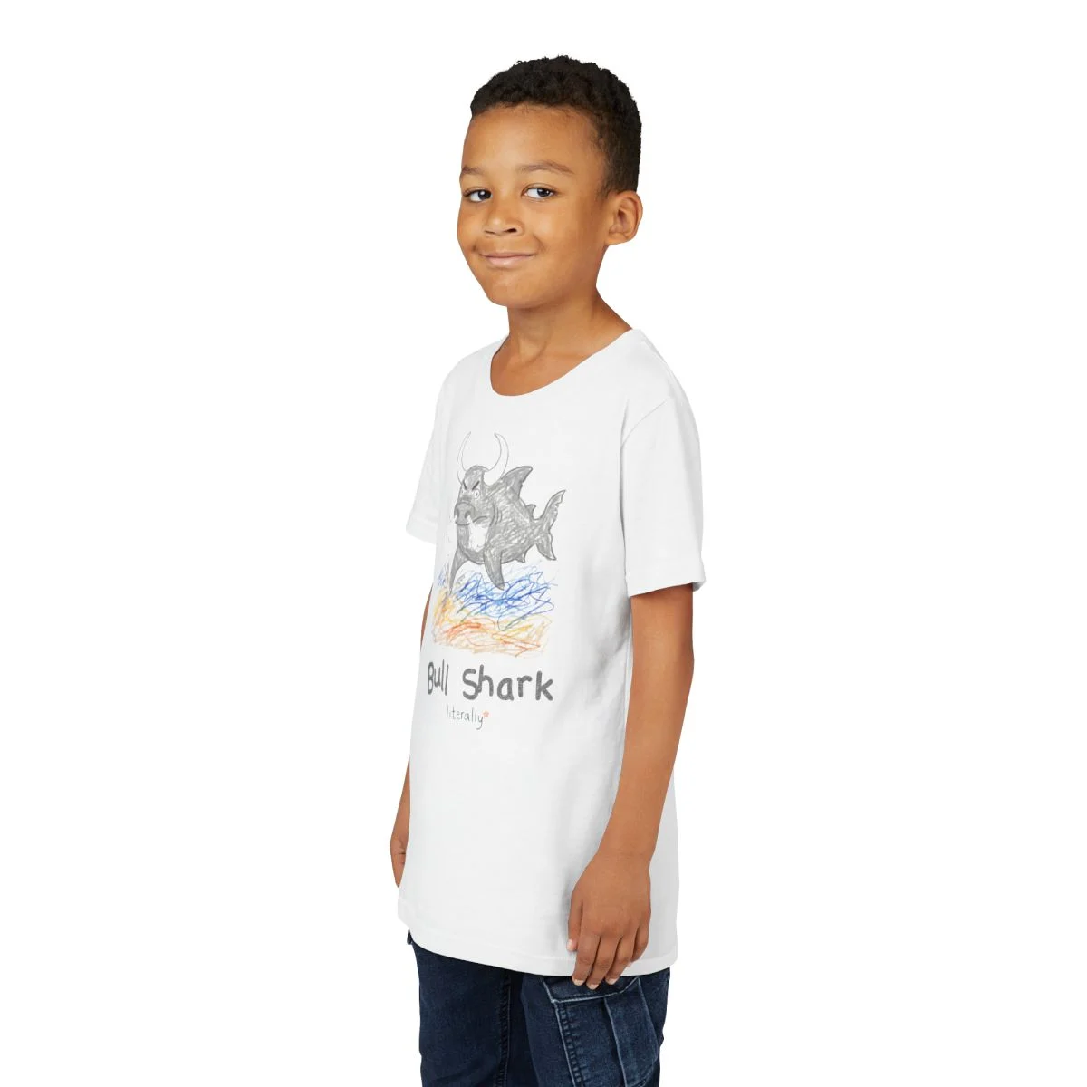Literally Bull Shark T-Shirt – Sketch – Kids & Adults - Image 5