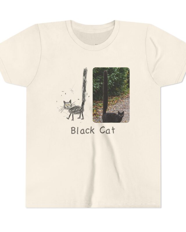 literally flagpole-tail black cat kids' t-shirt