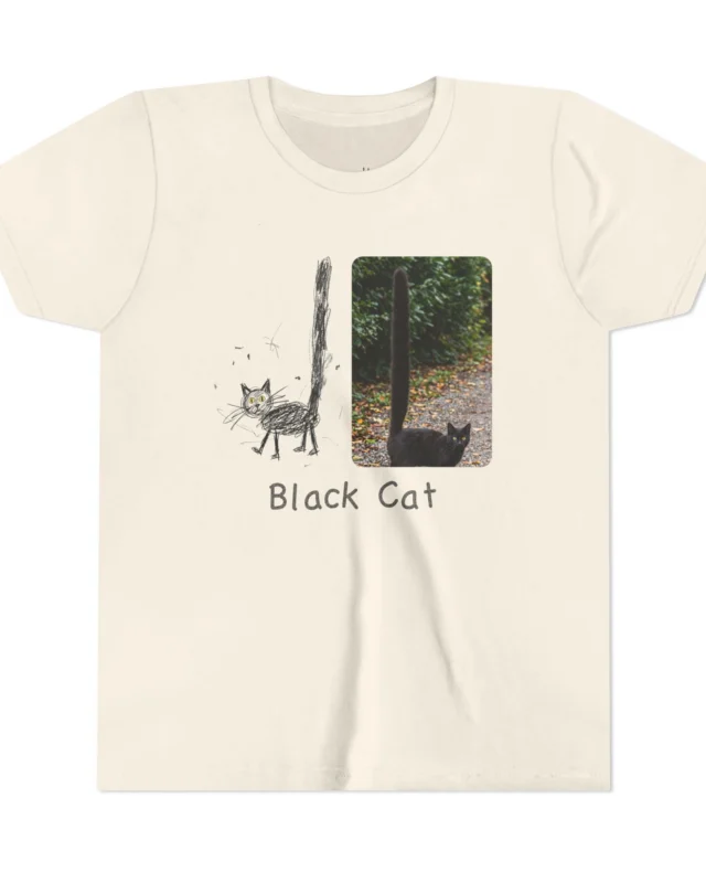 literally flagpole-tail black cat kids' t-shirt