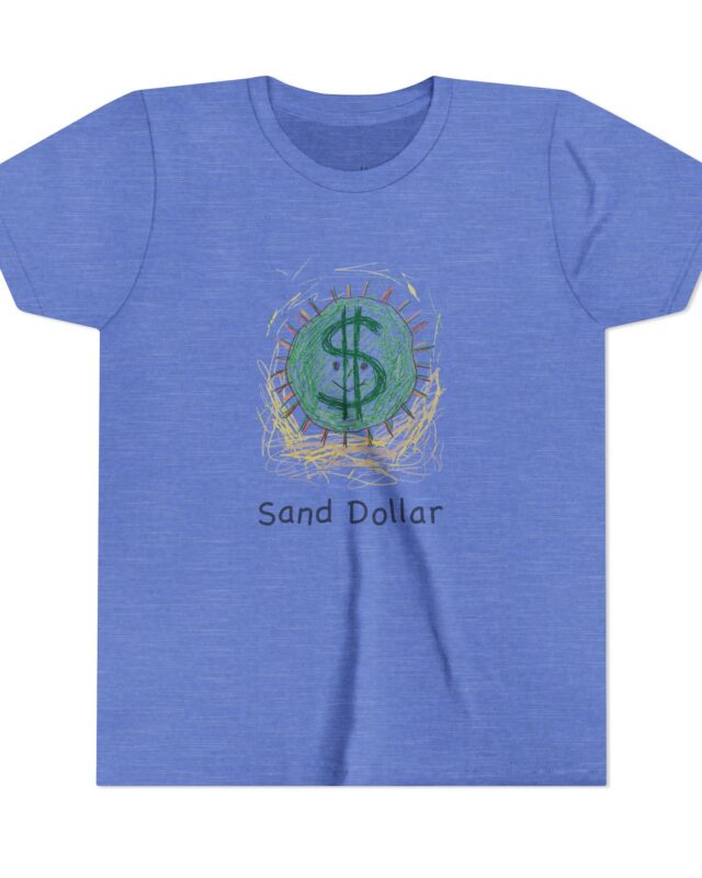 literally sand dollar kids' t-shirt with name on front