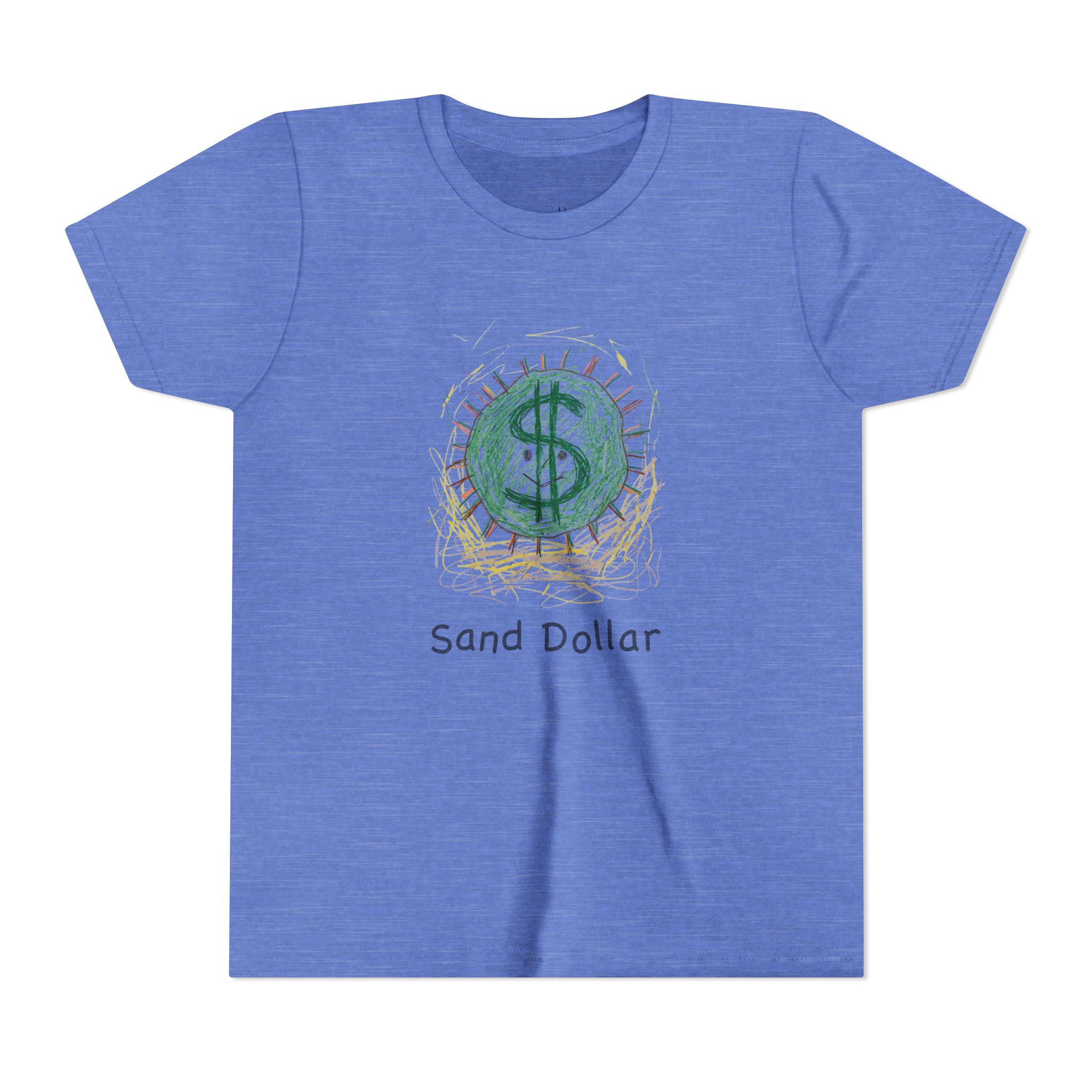 literally sand dollar kids' t-shirt with name on front