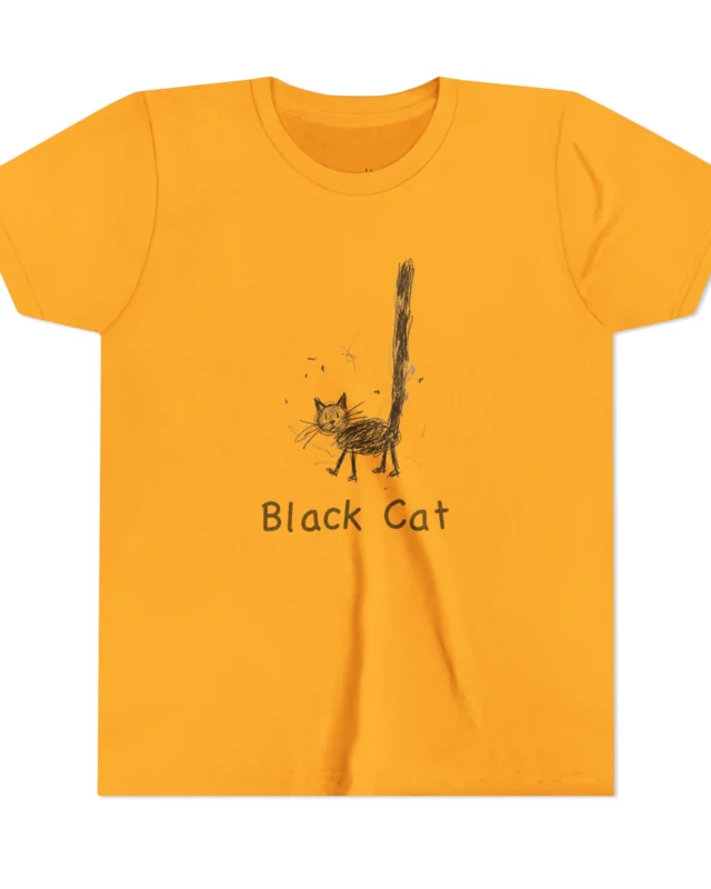 literally flagpole-tail black cat kids' t-shirt