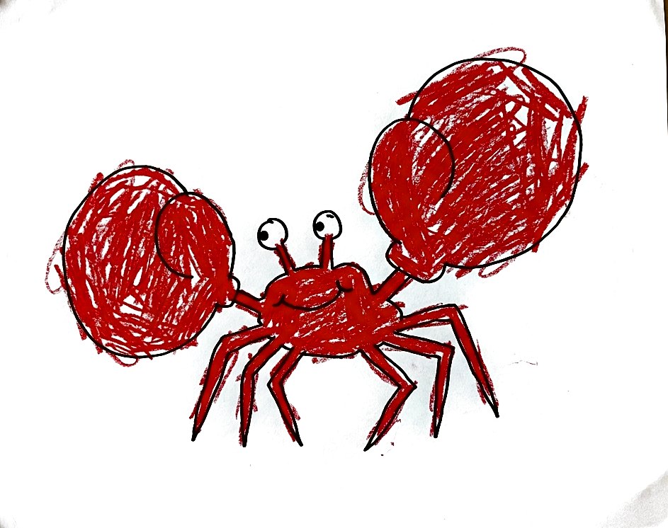 The crayon drawing of the Crab
