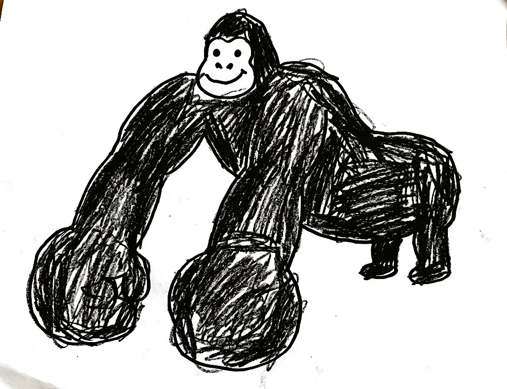 The crayon drawing of the Gorilla