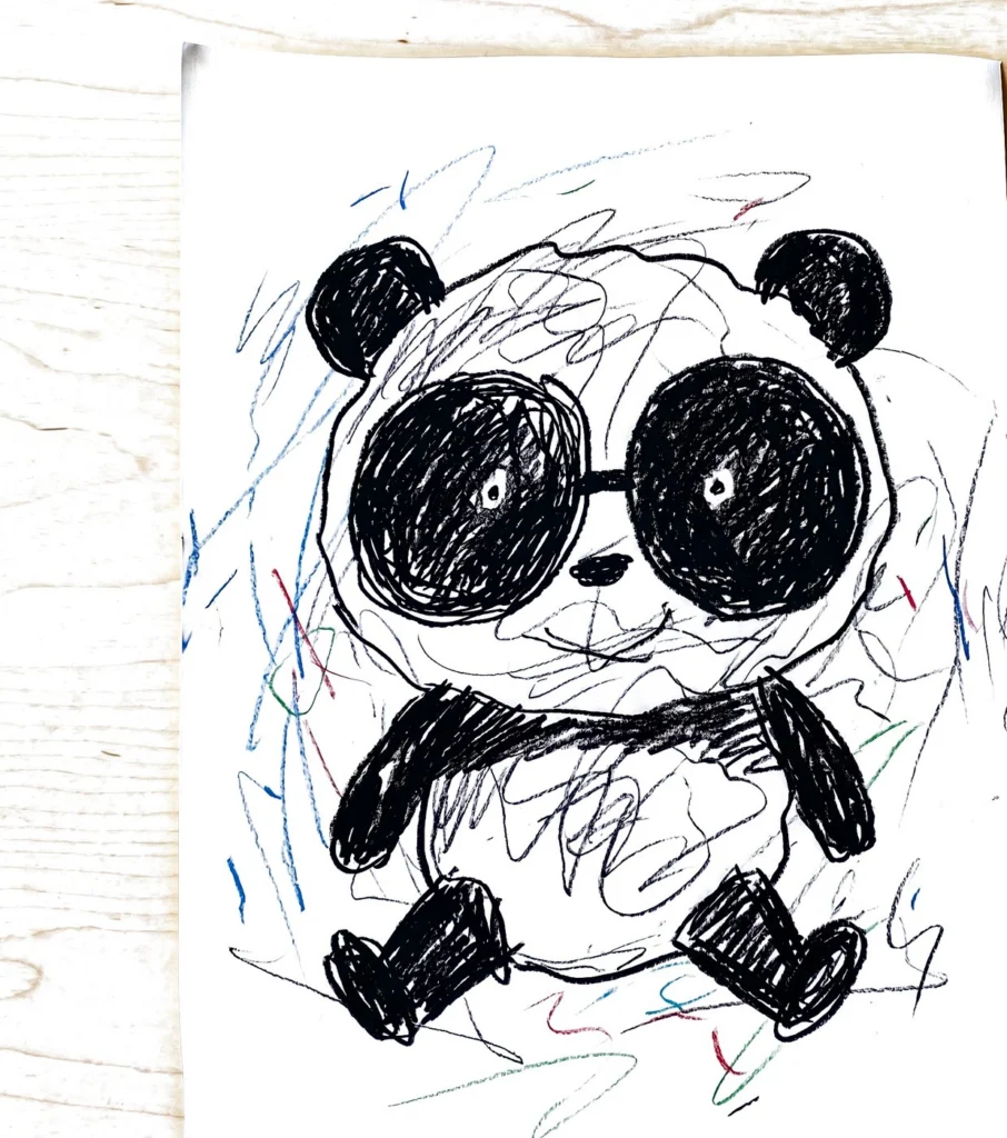 The crayon drawing of the Panda
