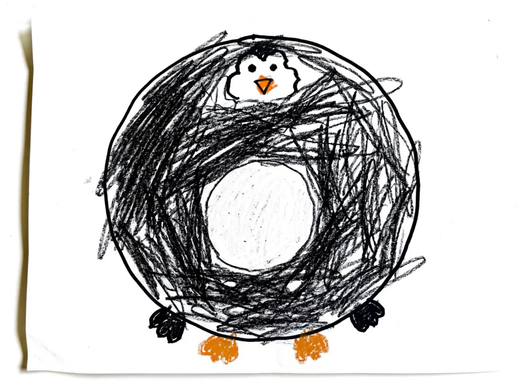 The crayon drawing of the Penguin
