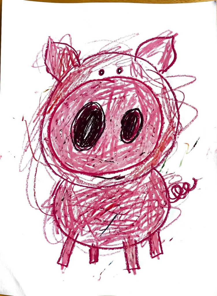 The crayon drawing of the Pig