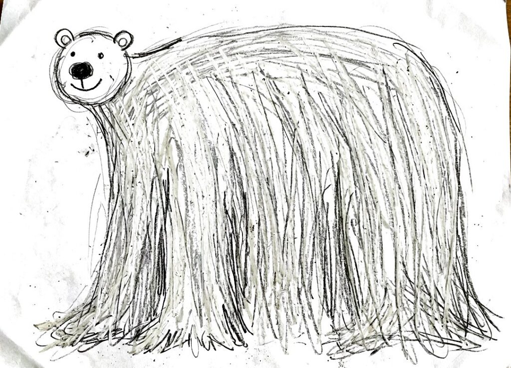 The crayon drawing of the Polar Bear