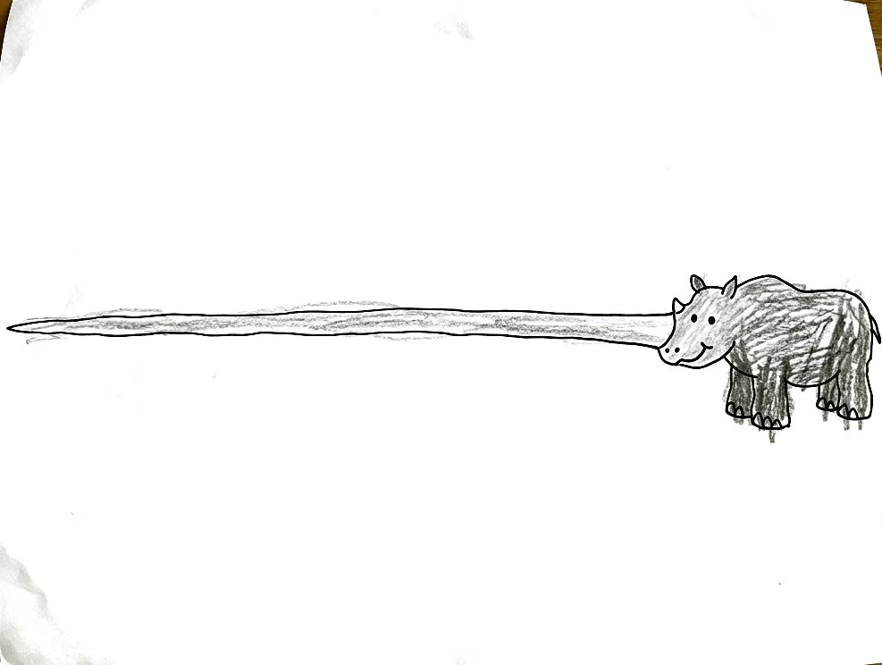 The crayon drawing of the Rhino