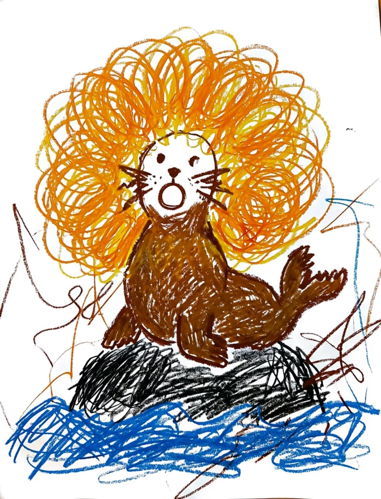 The crayon drawing of the Sea Lion