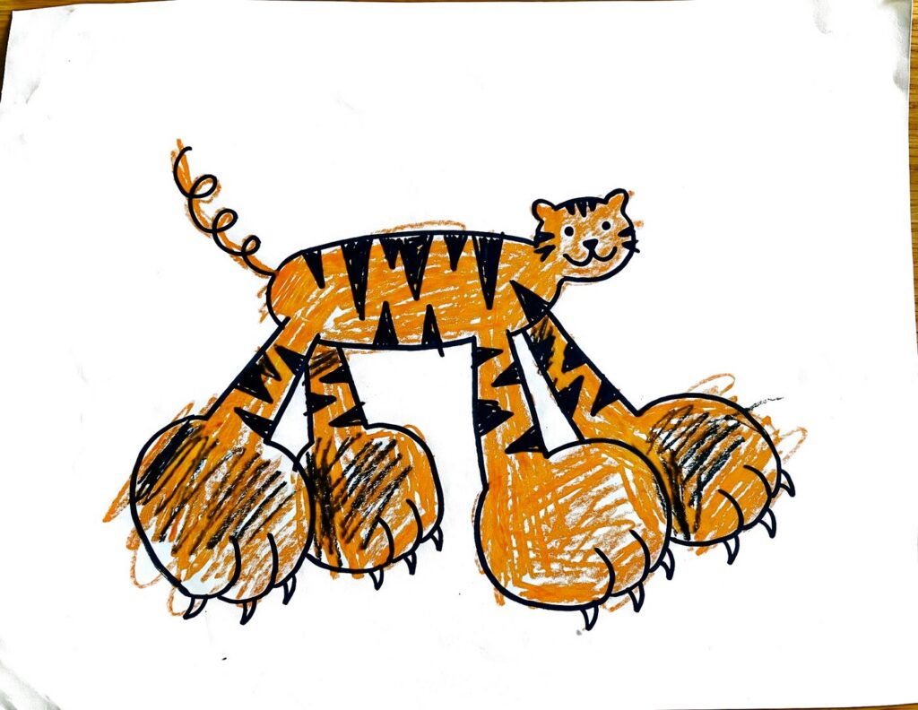The crayon drawing of the Tiger